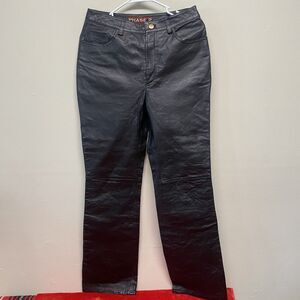 Womens Vintage Phase 2 Leather Pants Black Size 8 Straight Leg Lined Y2K Biker